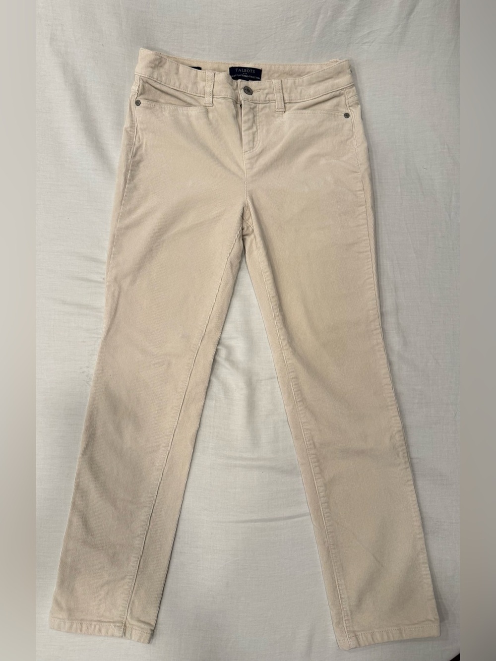 Talbots Corduroy High Waist Straight Leg Pants Beige 4P